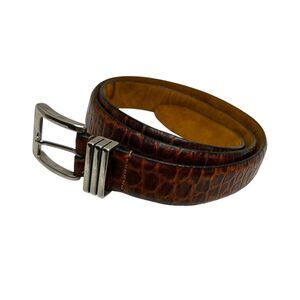 Remo Tulliani Italy Genuine Italian Leather Belt Size 40 Brown Croc Embossed